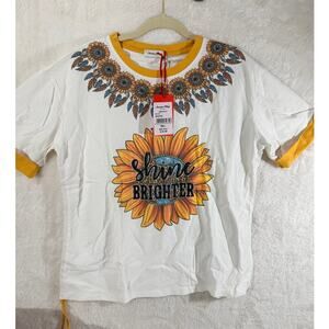American Bling AB-T6010 Shine Brighter Sunflower Graphic Tee NWT S small